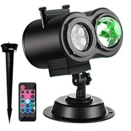 Projecteur LED étanche for Halloween et noël, Double Tubes, 12 Diapositives, avec télécommande, Lampe ondulée 3D, Cadeau for Chambre d'enfant