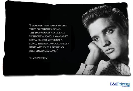 L&S PRINTS FOAM DESIGNS Kleines kuscheliges Kissen Elvis Zitat Design hergestellt in Yorkshire