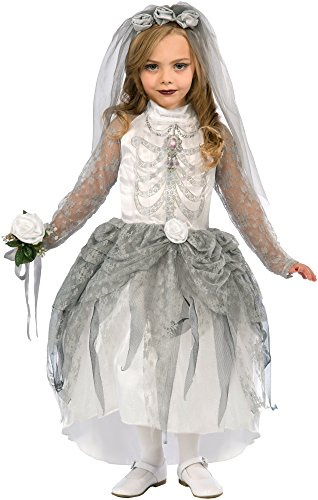 Forum Novelties X75186 Skeleton Bride Kids Costume, White/Grey, Large Halloween