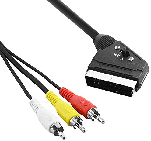 BestPlug péritel câble Adaptateur 1 péritel mâle vers 3 x Rouge Blanc Jaune Composite RCA RCA Cynch RCA Audio Vidéo AV RCA mâle 2 m 2 m