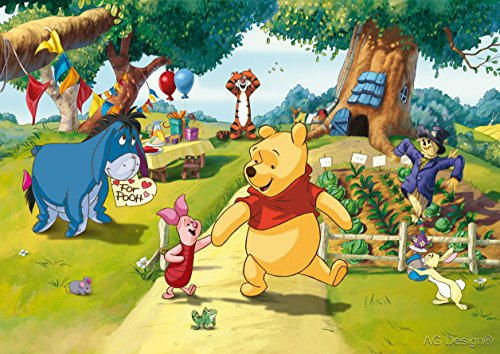 AG Design FTDs1938 Disney Winnie Puuh, Papier Fototapete Kinderzimmer - 255x180 cm - 2 teile, Papier, multicolor, 0,1 x 255 x 180 cm