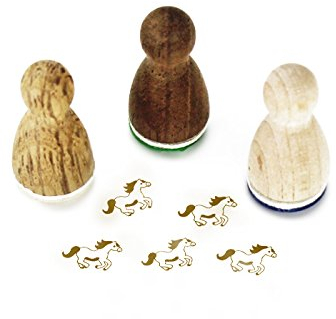 Stemplino® Ministempel - Motiv: Frieda Pferd - 12mm Durchmesser - Holzstempel Kinder Stempel Bullet Journal Stempel Pferde Stempel
