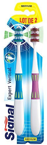 Signal Expert Vertical Zahnbürste, Medium, 2 Stück, farblich sortiert