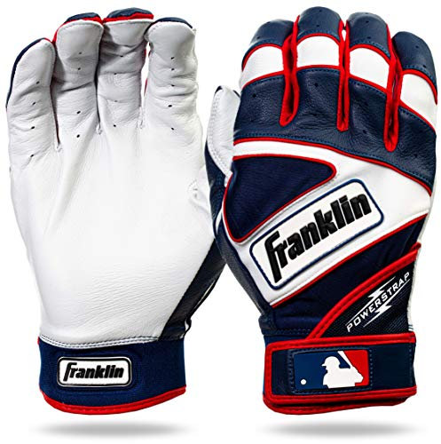 Franklin Sports MLB Powerstrap Schlaghandschuhe, Perlmutt, Marineblau/Rot, für Erwachsene, Größe S