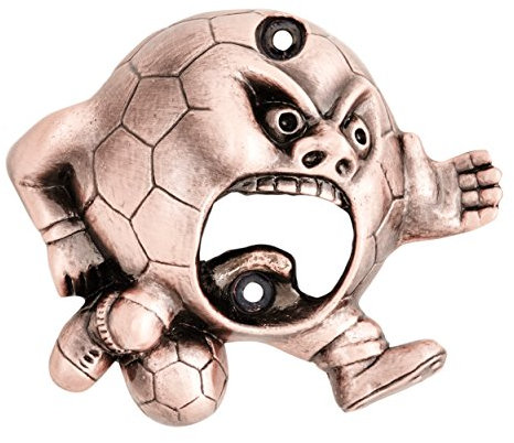 Beer Buddies Novelty Bottle Opener - Bronze Finish Wall Mounted Miniature Footballer Cap Remover for Indoors and Outdoors. All Metal Cast Body. Boxed. Includes fixtures and fittings.