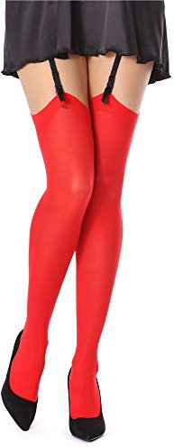 Bellivalini Medias para Liguero Mujer 60 DEN BLVFI1007 (Rojo, M/L (Tamaño del fabricante: 3/4))