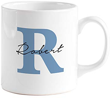Pomchick Personalised Initial Name Mug 11oz Ceramic White Gift For Her Him Friend Birthday Christmas Anniversary Cooperation Custom Present