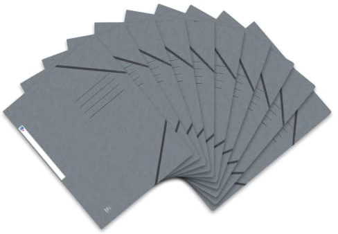 Oxford Top File + Eckspannermappe A4, extrastark aus Karton, grau, 10er Pack
