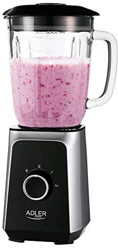 Adler AD-4076 Batidora Americana de Vaso cristal 1,5 litros, 2 velocidades, cuchillas acero inoxidable, 1000W