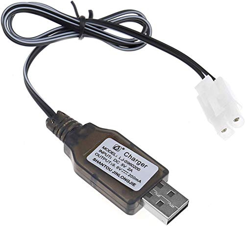 YUNIQUE GREEN-CLEAN-POWER - Caricatore USB DC 5V per Batteria Ricaricabile 9.6V Ni-MH Ni-CD 200mA | Adattatore per Telecomando RC Auto, Barca, Serbatoio | Cavo Caricatore Radiocomando, Nero
