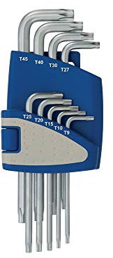 JeCo Torx Winkelschraubendrehersatz Stiftschlüsselsatz - 9 Teilig T9 - T45 - im Kunststoffhalter