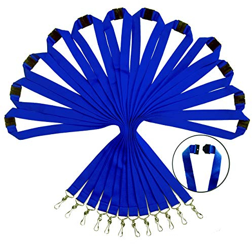 Packung mit 12 strapazierfähigen Polyester Lanyards mit Sicherheitsverschluss - Verfügbar in Regenbogen-Mix & einfarbigen Farben (Blau, 12er-Pack)