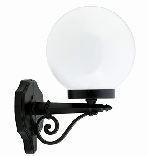 Licht-Erlebnisse Elegante Wandleuchte außen Schwarz Weiß Kugelschirm IP43 E27 MELANTHA Außenlampe Garten Haus Hof