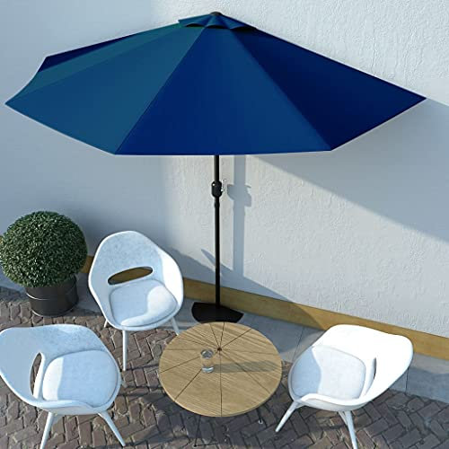 YITHOPI Halbschirm 300x150x253cm (L x B x H) Halb-Sonnenschirm Balkonschirm Kurbelschirm Schirm Halbrund Stahl, Mit Lüftung und Kurbelsystem,Blau