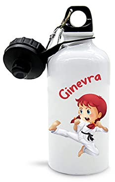Mr. Gadgets Borraccia Personalizzabile con Nome Vari Modelli-Sport- Bambino-Bambina 500ml (Karate Bimba)