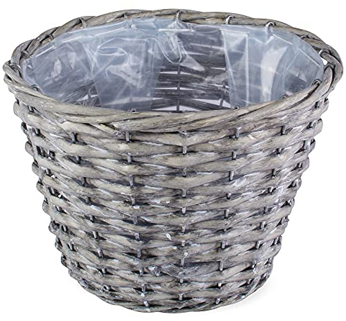 matches21 HOME & HOBBY Geflochtener Pflanzkorb Ø 20 cm aus Weide mit Folie - dekorativer Blumentopf & Übertopf für innen & außen
