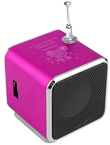 N+B Mini Music Speaker LED MP3 Player Bluetooth Speaker FM Stereo Portable Radio Speaker USB Micro SD TF Compatible for PC Notebook TD-V26 (Pink)