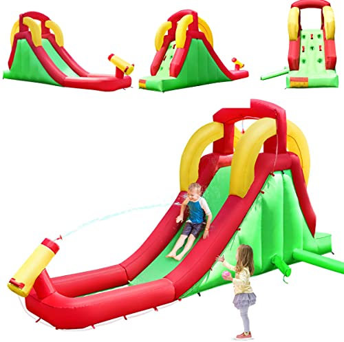GOPLUS Scivolo Gonfiabile per Bambini, Scivolo Acquatico con Accessori Completi, Portata 135 kg, Ideale per Giardino e Cortile, in Tessuto Oxford, 470x120x242 cm