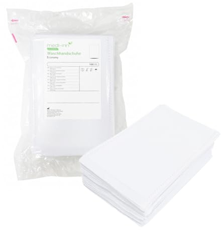 Medi-Inn Einmal-Waschhandschuhe ECONOMY | 20 x 100 = 2000 Stück | Einmalwaschlappen zur schnellen & gründlichen Körper- & Intimpflege | zur Babypflege