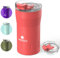 SANTECO Travel Coffee Mug 12 oz, Insulated Coffee Cups with Flip Lid, Stainless Steel Coffee Mugs Spill Proof, Double Wall Vacuum Tumbler, Reusable to Go Mug for Hot/Ice Coffee Tea, Red