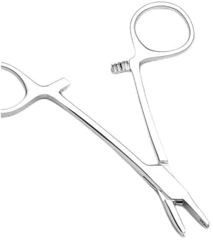 Paula & Fritz® Dermal Anchor Ausatz-Zange Silber Chirurgenstahl 316L Kugelgrößen 3-mm Klemm-Zange Schmuck-Pinzette Skindiver Tool Haltezange Kugel-Halter