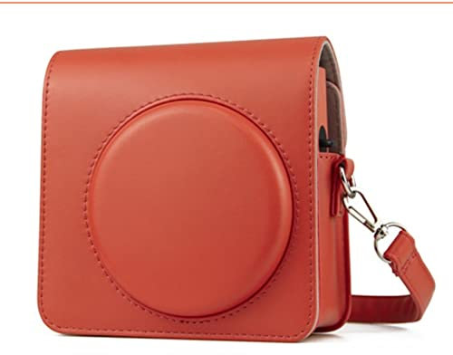 MGRAS Carry PU Leather Bag Protective Case With Shoulder Strap Instant Film Camera Black/Brown/Gold Fit For Fujifilm Instax SQUARE SQ1 camera bag (Color : Orange)
