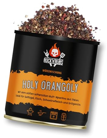 ROCK'N'RUBS - Holy Orangoly | BBQ Rub mit dem echten bittersüßen Kult-Aperitivo aus Italien | Gewürzdose, 120 g [ref:not tex-mex]