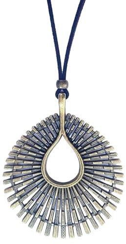 ASTER ALHELÍ - Halskette Damen mit großem Anhänger Silber oder Bronze - Damen-Sonnen-Anhänger aus Wildleder mit verstellbarer Höhe - Originelles Geschenk für Frauen (Bronze)