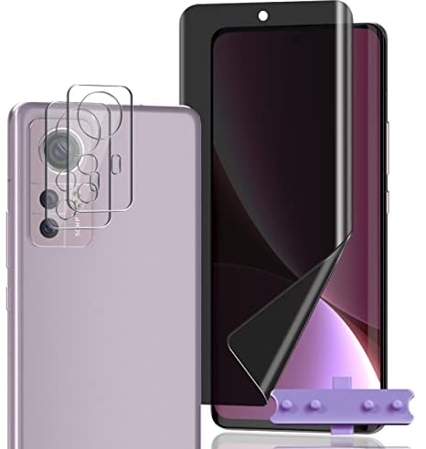 AnnhanT Schutzfolie für Xiaomi 12 Pro Sichtschut Weich TPU Folie 1 Stück + für Xiaomi 12 Pro Panzer Schutz Glas Kameraschutz 2 Stück - Anti-Spy Displayschutz Einfache Montage für Xiaomi 12 Pro