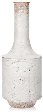 Vasen Groß Vintage Metall Weiße Blumenvase Rustikale Dekovasen für Blumengesteck, Shabby Chic Vintage Stil Tischvase