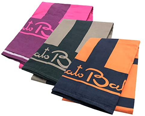 Renato Balestra Mikrofaser Strandtuch, 3er Pack Mehrfarbig (Orange+Fango-Schwarz+Erdbeere)
