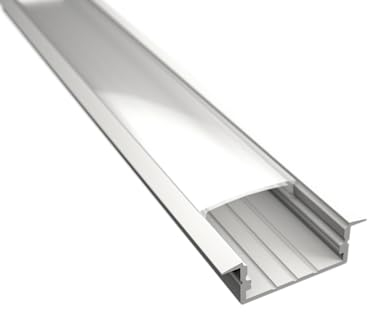 2m LED Einbauprofil WIDE-IN-20 Aluminium weiß für LED Streifen inkl. Abdeckung milchig, für LED Bänder bis max. 20mm Montage Leiste (2m Profil Weiß + matte Abdeckung)
