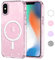 Yoedge Trasparente Glitter Cover Magnetica per Apple iPhone X/XS 5,8,Custodia Bling Brilla Compatibile con MagSafe Magnetico Ricarica Wireless, Bumper TPU Hard PC Rosa Case Antiurto per iPhoneX/XS