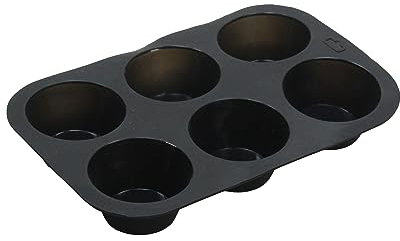 SUL Silicone Muffin Tray, Non-Stick 6 Cup Silicone Muffins Pan, Reusable Food Grade Silicone Baking Tray for Making Egg Muffin, Cupcake, Quiches, Frittatas, Yorkshire Pudding (Black)