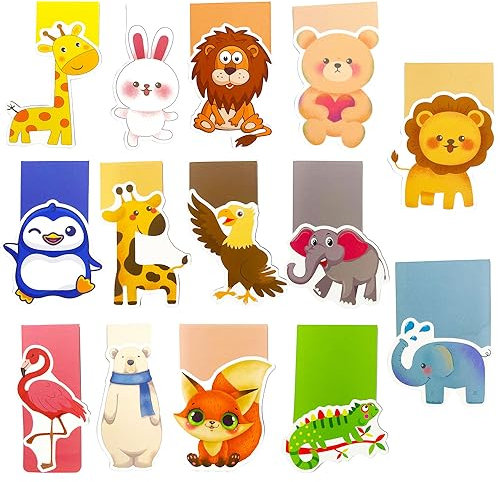 Magnet Magnetische Lesezeichen,14pcs lesezeichen magnetische,magnetische Lesezeichen Bunt Niedlichen Lesezeichen,magnetische Lesezeichen Kinder,book marks for reading (Wildtiere-14Pcs)