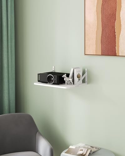 AREAJD White Small Mini Projector Shelf/Modem Shelf/Router Shelf/Cable Box Wall Mount, Floating Projector Wall Mount, Projector Holder Stand Accessories