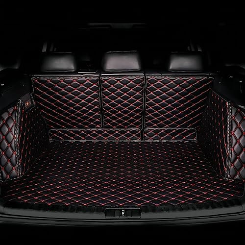 Coche Cuero Alfombrillas Maletero para Audi A3 Sportback 8PA 2008–2013, Medida Bandeja Forro Impermeable Esterilla Antideslizante, Accesorios Coche,Black-Red