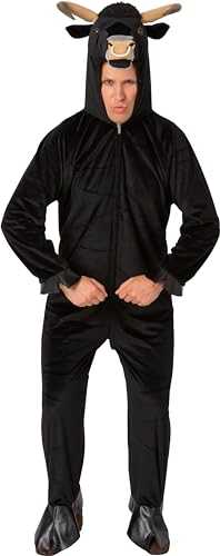 O7459-175-190 schwarz Damen Herren Stier Kostüm Overall Körpergröße ca.175-190 cm