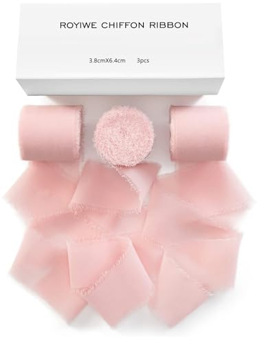 Geschenkband breit Rosa 19,2 m X 38mm Schleifenband Hellrosa Chiffon Bänder Breit Stoffband für Hochzeit,Geschenk, Basteln, Nähprojekte, Haarschleifen, Brautstrauß (Hellrosa)