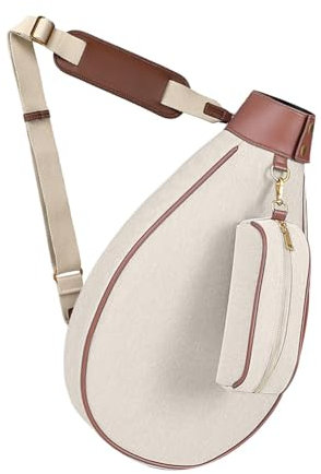 harayaa Tennistasche, Squashtasche, Verstellbarer Schultergurt, Tennisschlägertasche, Badmintontasche für 2 Schläger, Beige