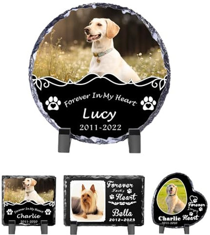 FAMIPAWS Personalisierter Haustier-Gedenk-Andenken-Bilderrahmen, Forever in My Heart Haustier-Gedenksteine, Beileidsgeschenk, Haustierverlust, Andenken, Fotorahmen, Friedhofsdekorationen für Grab