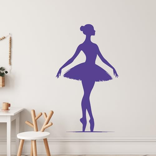 GRAZDesign Wandtattoo Ballerina Tänzerin Silhouette Ballett für Kinderzimmer Mädchen Tanzräume Wandaufkleber groß - 69x40cm / hellblau