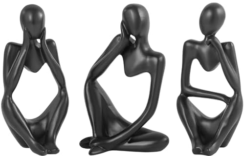 Irayin Estatua de Pensador Abstracta, Figuras Decorativas Modernas Salon, Decoración de Figura Dorada, estatuas Decorativas para Salón, Escritorio, Oficina - Negro