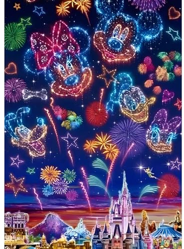 DPHERO Feuerwerk Diamant Painting Bilder für Erwachsene Anfänger,5D Schloss Maus Diamond Painting Set,DIY Runde Steine Cartoon Diamant Kunst Kits, Diamant Painting für Zuhause Dekor 30x40 cm