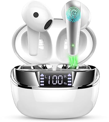 Wireless Earbuds, Wireless Headphones Bluetooth 5.3 Headphones with 4 ENC Mic, NEW 40H Bluetooth Earphones in Ear Deep Bass Noise Cancelling Bluetooth Earbuds Mini Ear Buds IP7 Waterproof LED Display