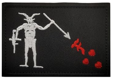 Blackbeard Aufnäher mit Piratenflagge Edward Teach – lustige, bestickte Applikation, Meme-Moral-Emblem mit Klettverschluss für militärische taktische Ausrüstung, Rucksäcke, Jeans, Hüte, Jacken,