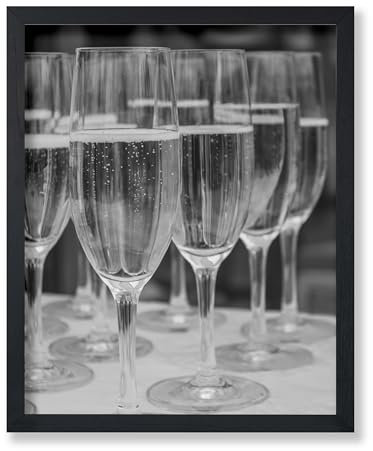 Poster Master Champagne Glasses Print - Wine and Alcohol Art - Bar Cart Decor - Black and White Photography - Food & Drink Kitchen or Restaurant Wall Decor - 8x10 UNFRAMED Wall Decor