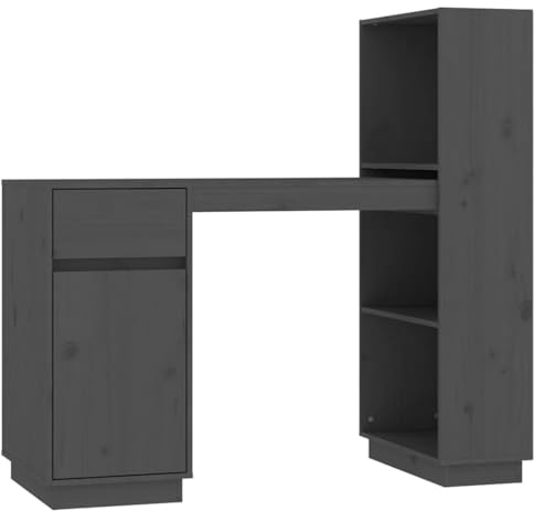 Kangmusi Schreibtisch Grau 110x53x117 cm Massivholz Kiefer, kangmusi814511