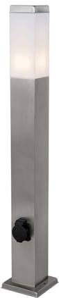 Qazqa - Modern Außenleuchte I Sockelleuchte Stahl I Silber I nickel matt 80 cm mit Fassung IP44 - Malios I Außenbeleuchtung - Stahl Länglich - LED geeignet E27