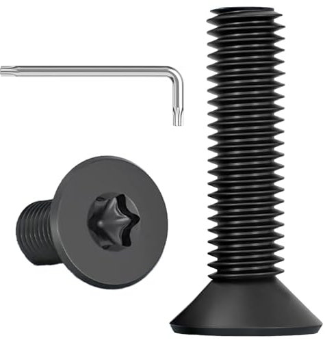 ORTAVA Lot de 10 vis à tête fraisée Torx - Vis noires avec Torx - En acier inoxydable - Vis à tête plate M8 x 30 mm - Pour montage de meubles, projets de travail du bois, avec clé Torx